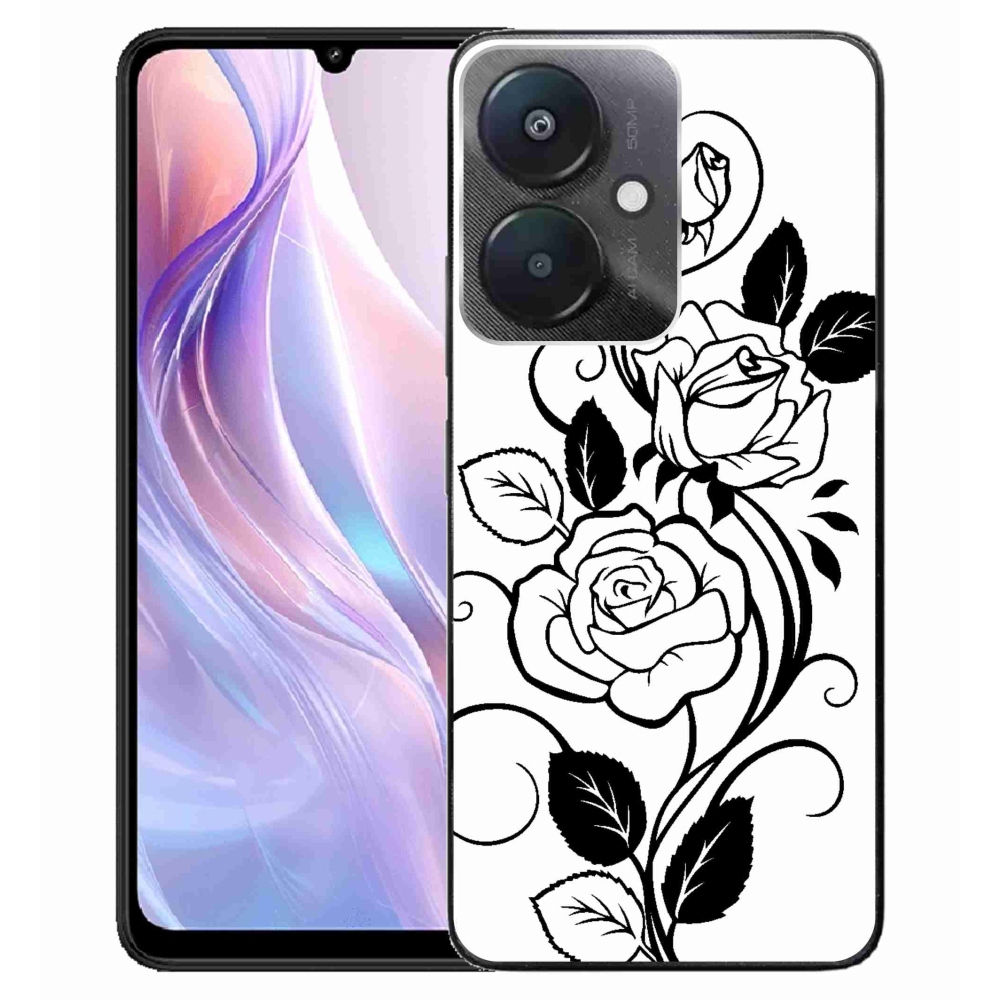 Gél borítás mmCase a Xiaomi Redmi 13C 5G számára - fekete és fehér rózsa