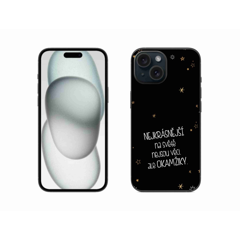 Gél borítás mmCase iPhone 15 - idézem 4 fekete háttérrel