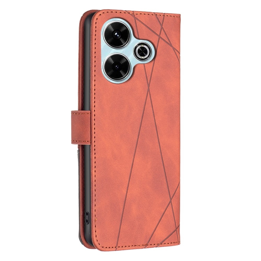 BINFEN könyv tok Xiaomi Redmi 13 4G/Poco M6 4G - barna színben