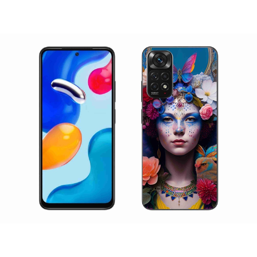 Gél borító mmCase a Xiaomi Redmi Note 11 4G-hez - nő virágokkal