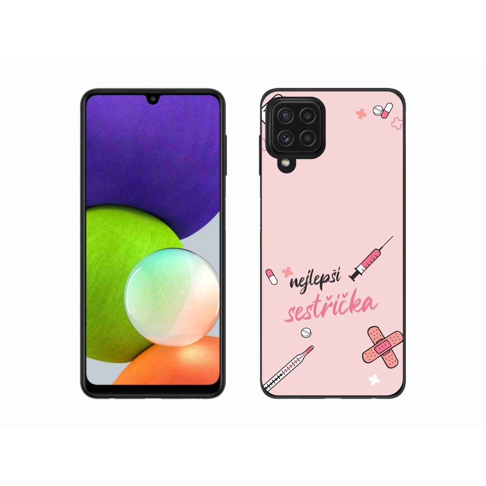 Gél borító mmCase Samsung Galaxy A22 4G - legjobb kishúg rózsaszín háttérrel