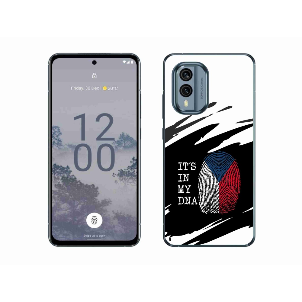 Zselés borítás mmCase a Nokia X30 5G készülékre - zászlós ujjlenyomat fekete és fehér háttérrel