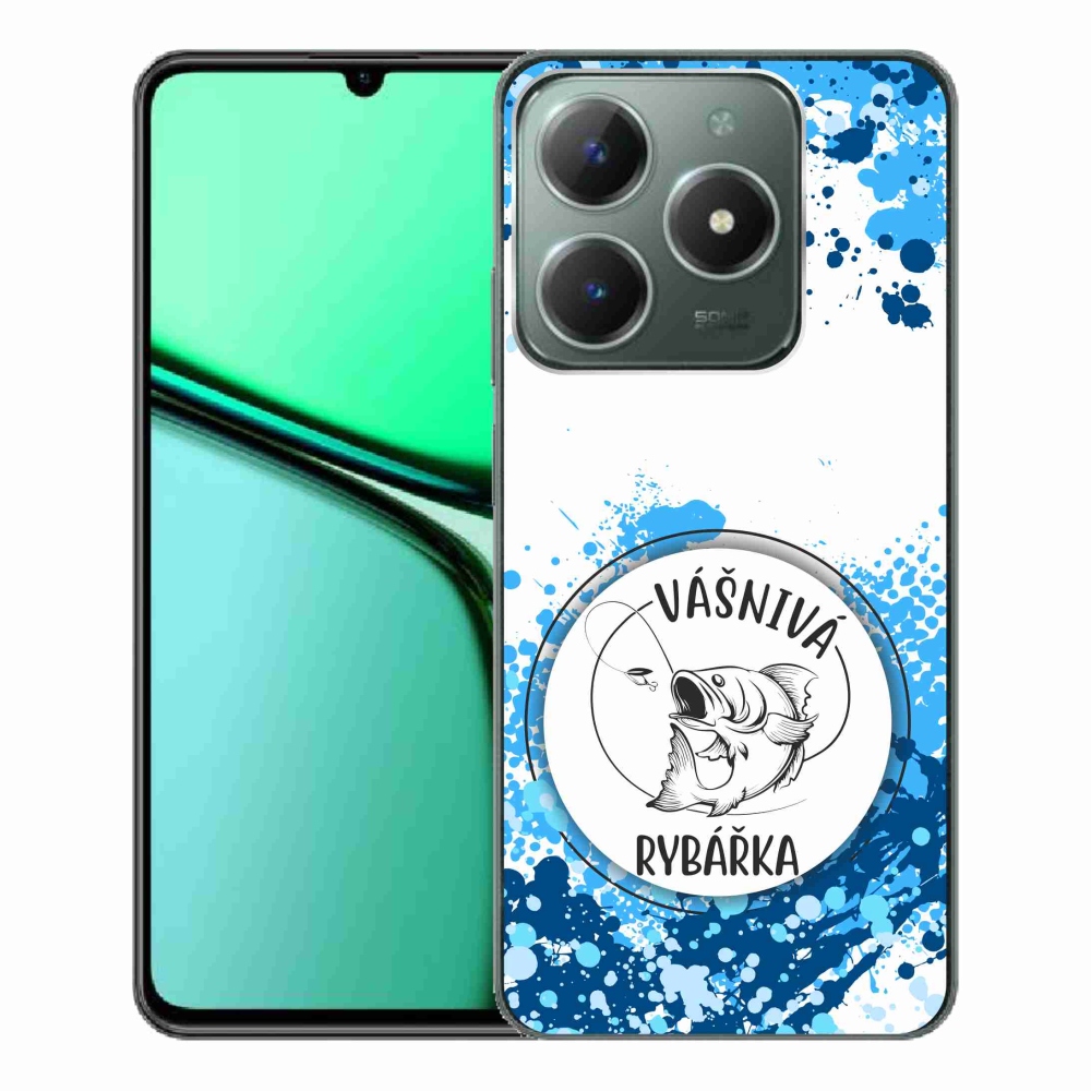 Gél borító mmCase a Realme C61 készülékhez - szenvedélyes halásznő fehér háttérrel