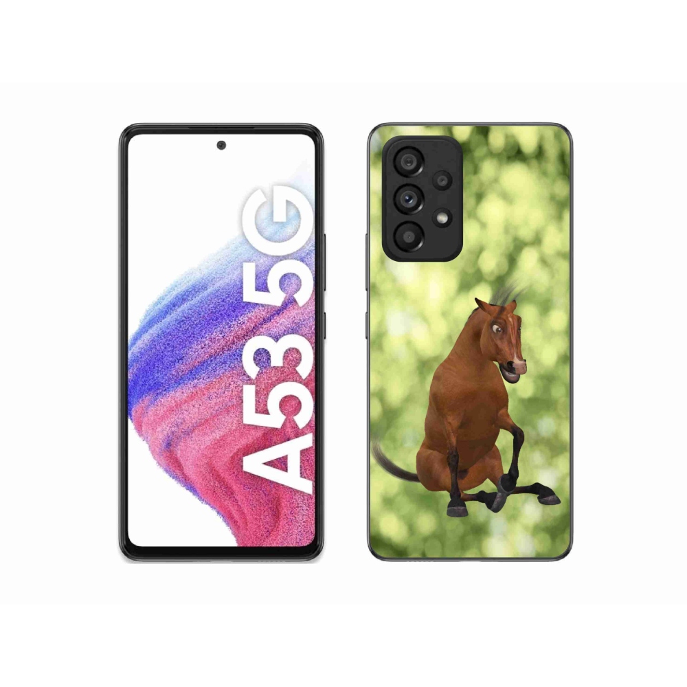 Zselés borítás mmCase Samsung Galaxy A53 5G - barna rajzfilm ló 1