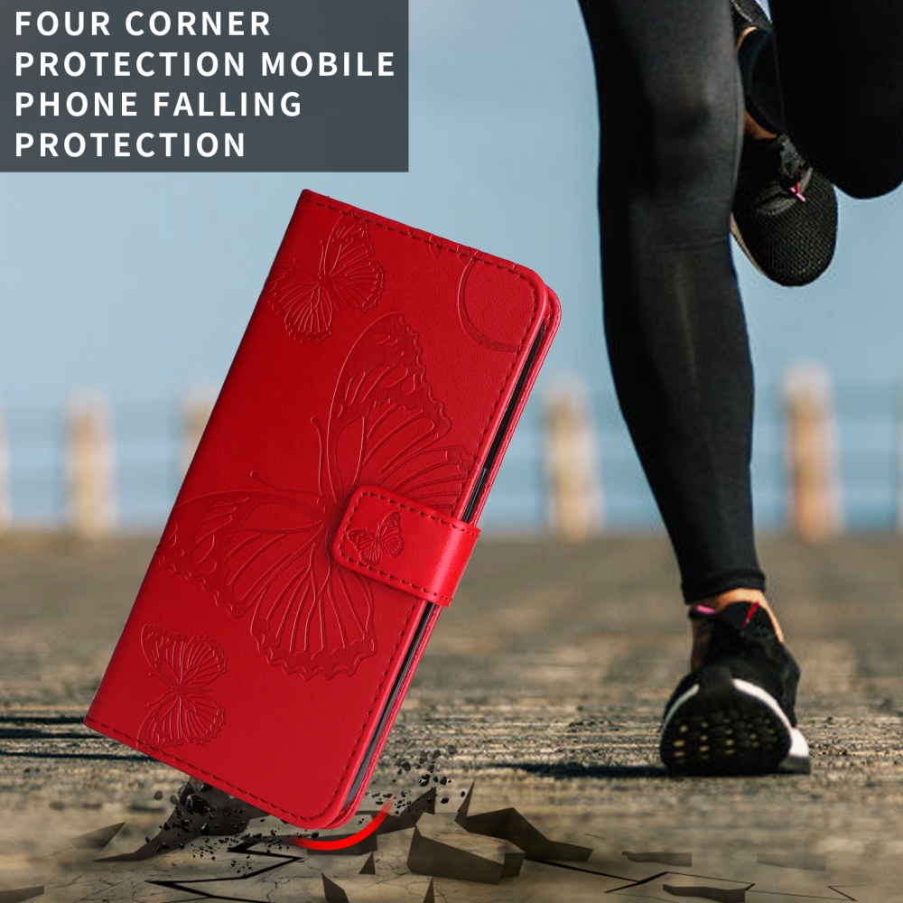 Nagy pillangó könyv tok a Xiaomi Poco F7 5G-hez - piros