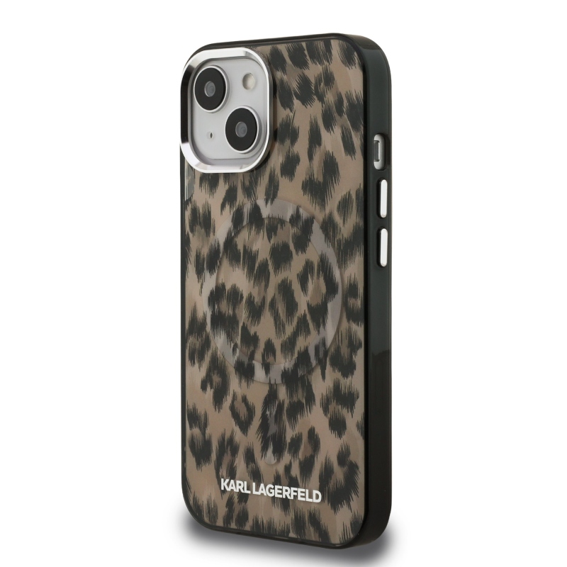 Karl Lagerfeld IML Leopard Leopard MagSafe hátlap iPhone 15-hez Barna