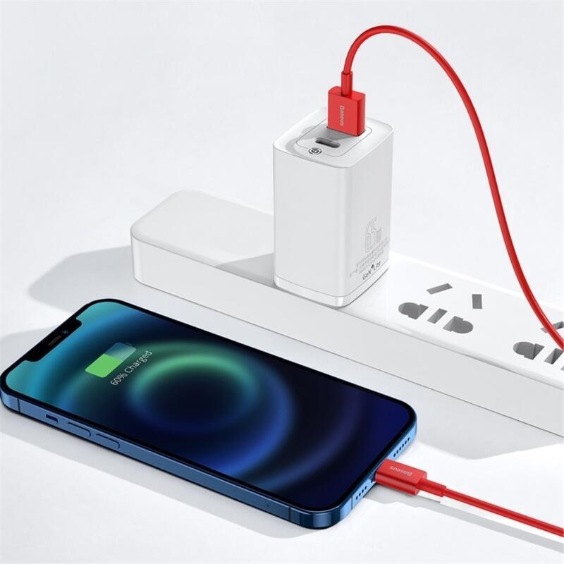 BASE lightning töltő- és csatlakozókábel az Apple számára 1m - piros
