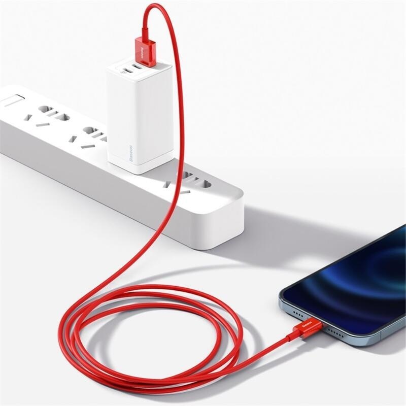 BASE lightning töltő- és csatlakozókábel az Apple számára 1m - piros