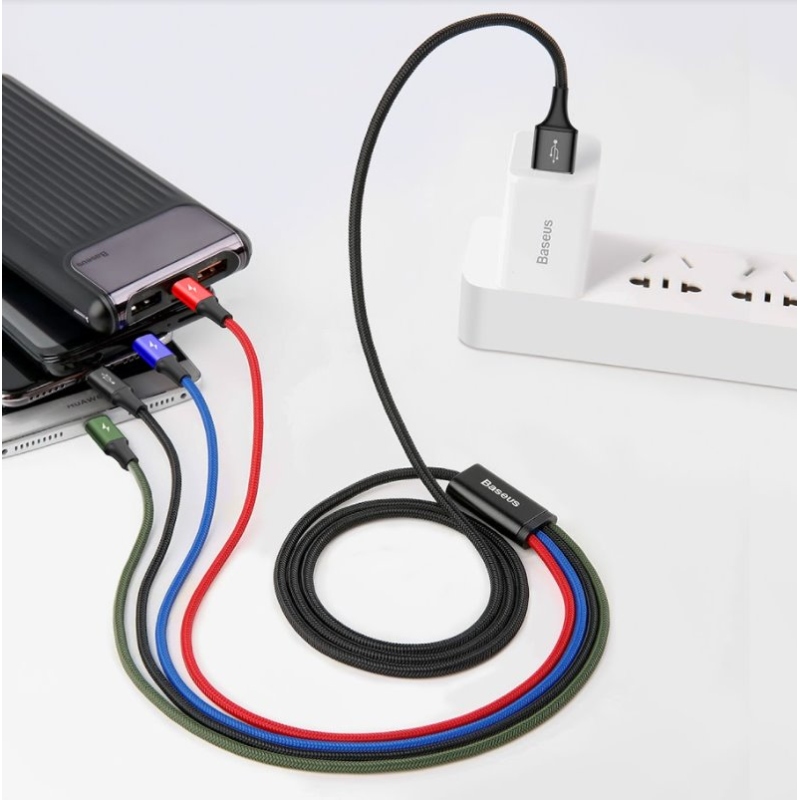 Baseus CA1T4-B01 Gyors 4in1 kábel Lightning, 2x USB-C, MicroUSB 3.5A 1.2m Fekete