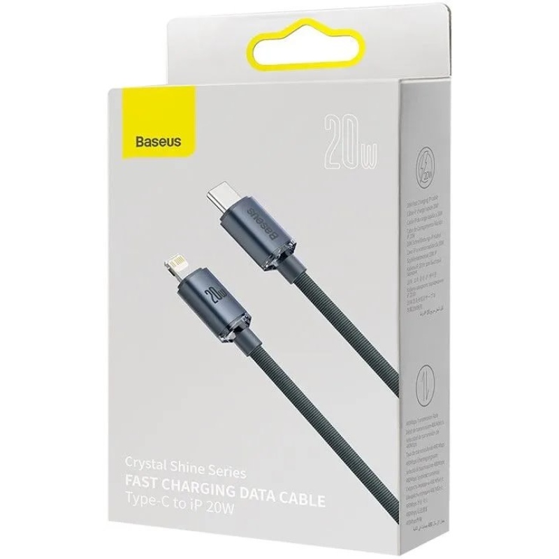 Baseus CAJY000201 Crystal Shine sorozatú adatkábel USB-C - Lightning 20W 1.2m Fekete