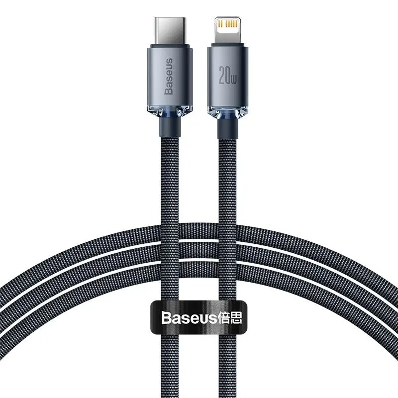 Baseus CAJY000201 Crystal Shine sorozatú adatkábel USB-C - Lightning 20W 1.2m Fekete
