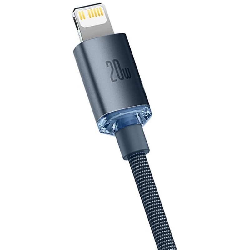 Baseus CAJY000201 Crystal Shine sorozatú adatkábel USB-C - Lightning 20W 1.2m Fekete