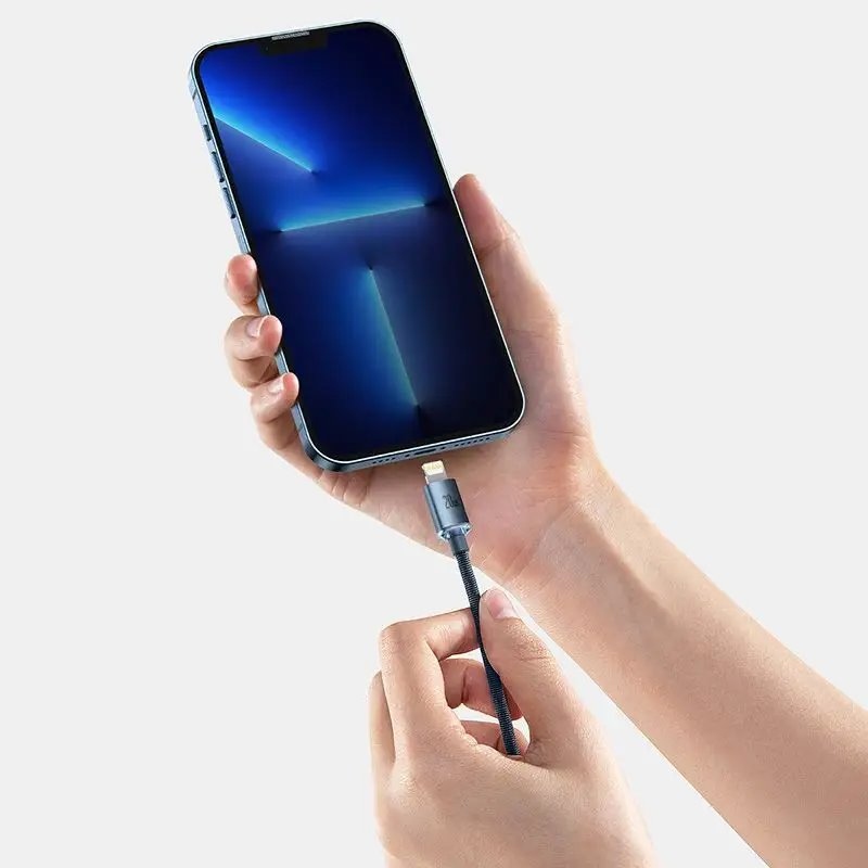 Baseus CAJY000201 Crystal Shine sorozatú adatkábel USB-C - Lightning 20W 1.2m Fekete