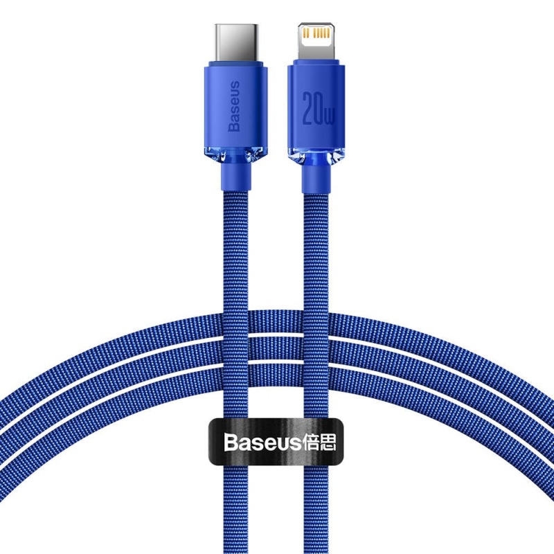 Baseus CAJY000203 Crystal Shine sorozatú adatkábel USB-C - Lightning 20W 1.2m kék