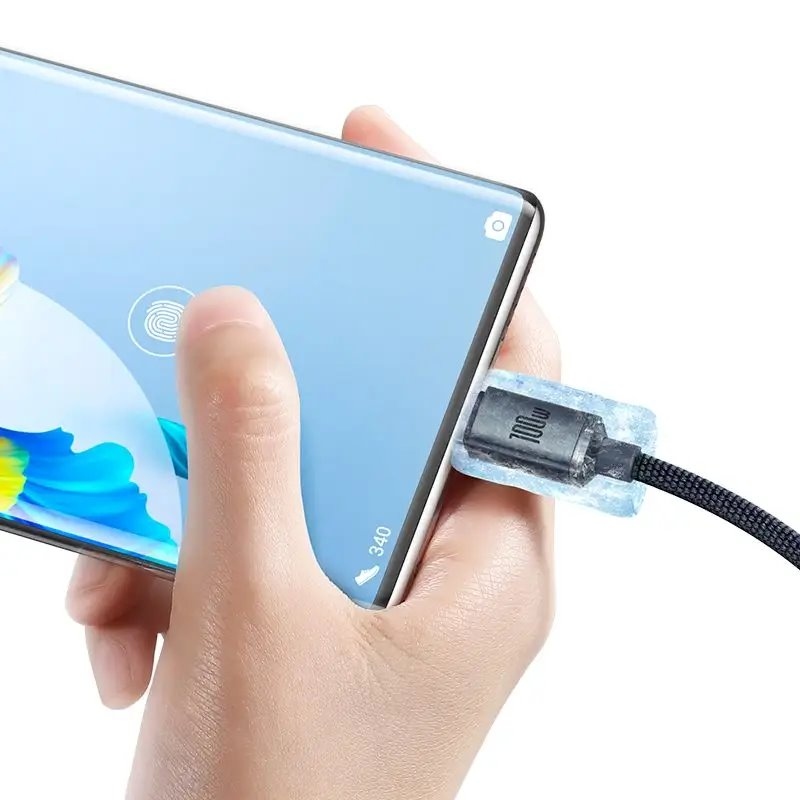 Baseus CAJY000401 Crystal Shine sorozatú adatkábel USB - USB-C 100W 1.2m Fekete