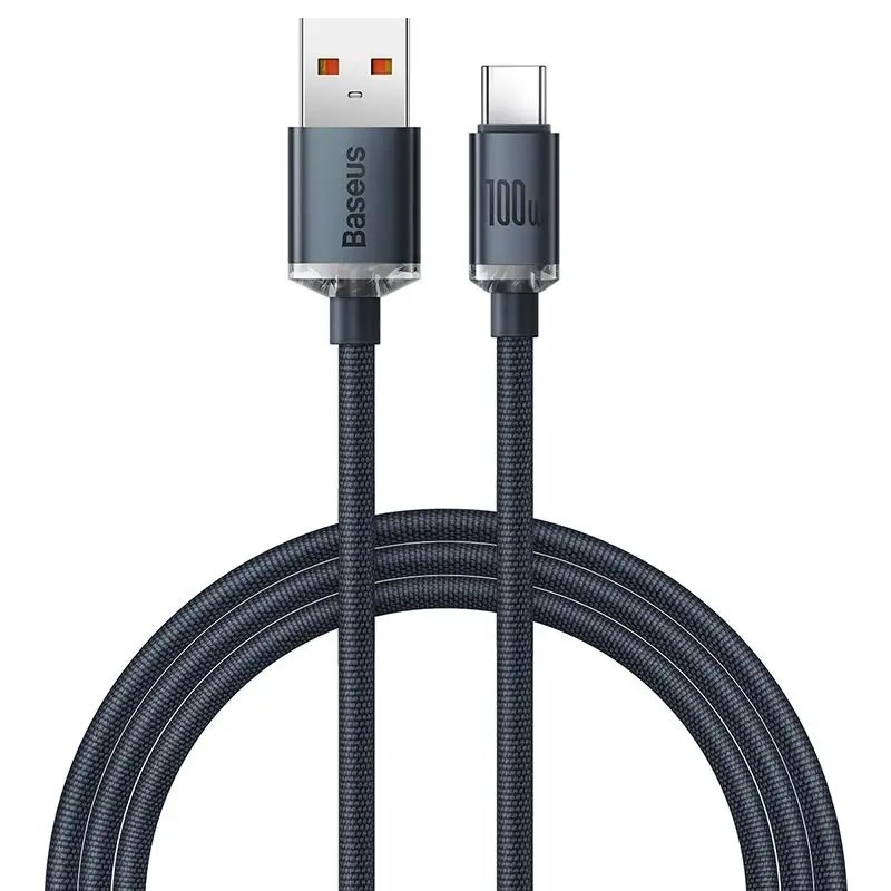 Baseus CAJY000401 Crystal Shine sorozatú adatkábel USB - USB-C 100W 1.2m Fekete