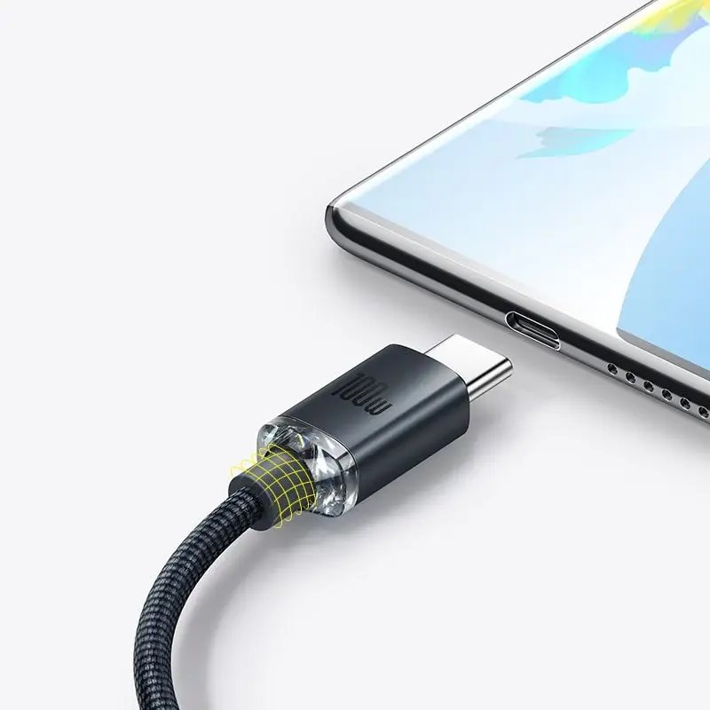 Baseus CAJY000401 Crystal Shine sorozatú adatkábel USB - USB-C 100W 1.2m Fekete