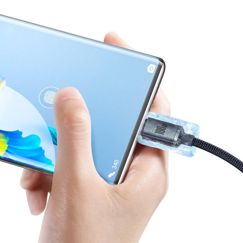 Baseus CAJY000501 Crystal Shine sorozatú adatkábel USB - USB-C 100W 2m fekete