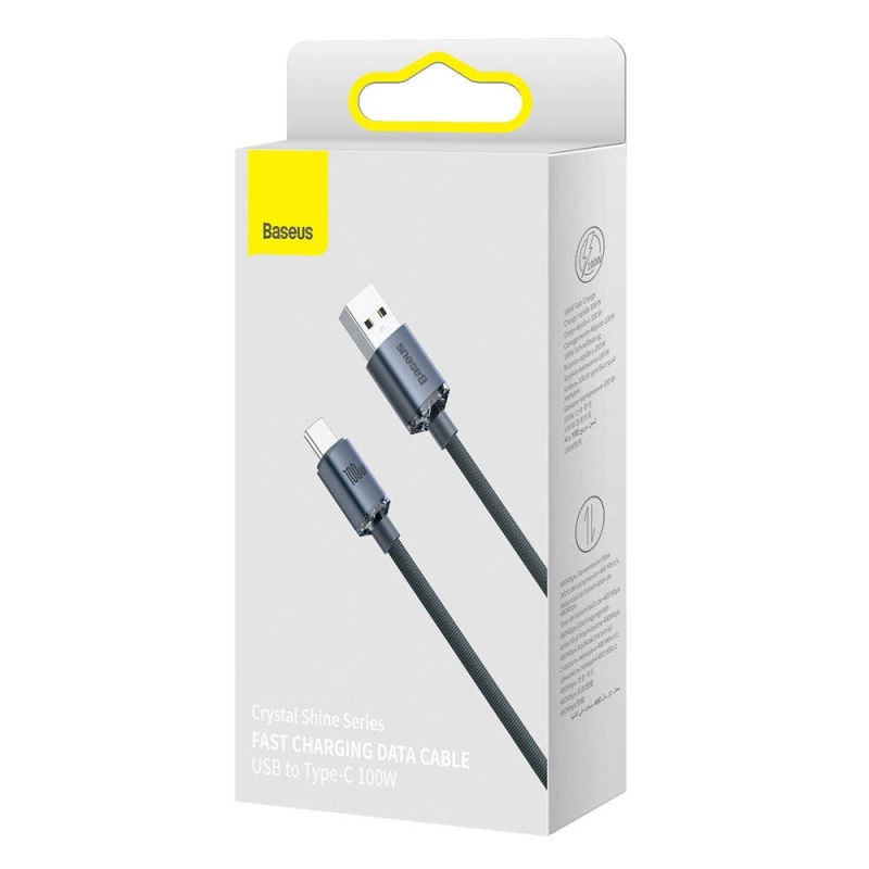 Baseus CAJY000501 Crystal Shine sorozatú adatkábel USB - USB-C 100W 2m fekete