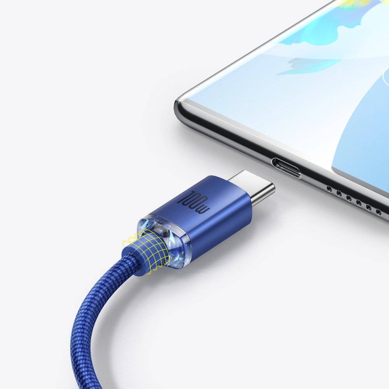Baseus CAJY000503 Crystal Shine sorozatú adatkábel USB - USB-C 100W 2m kék