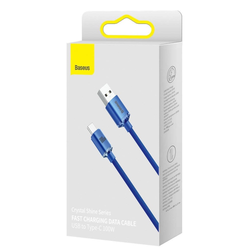 Baseus CAJY000503 Crystal Shine sorozatú adatkábel USB - USB-C 100W 2m kék
