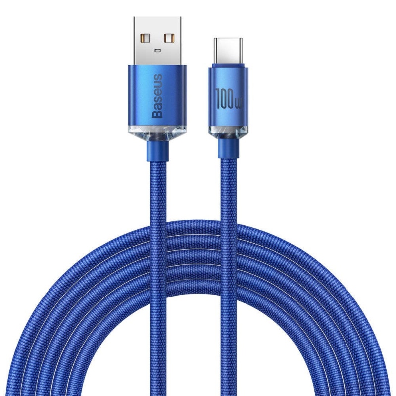 Baseus CAJY000503 Crystal Shine sorozatú adatkábel USB - USB-C 100W 2m kék