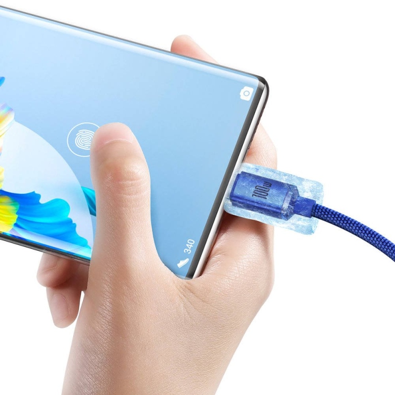 Baseus CAJY000503 Crystal Shine sorozatú adatkábel USB - USB-C 100W 2m kék