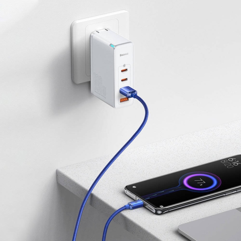 Baseus CAJY000503 Crystal Shine sorozatú adatkábel USB - USB-C 100W 2m kék