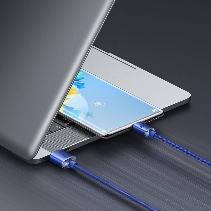 Baseus CAJY000503 Crystal Shine sorozatú adatkábel USB - USB-C 100W 2m kék