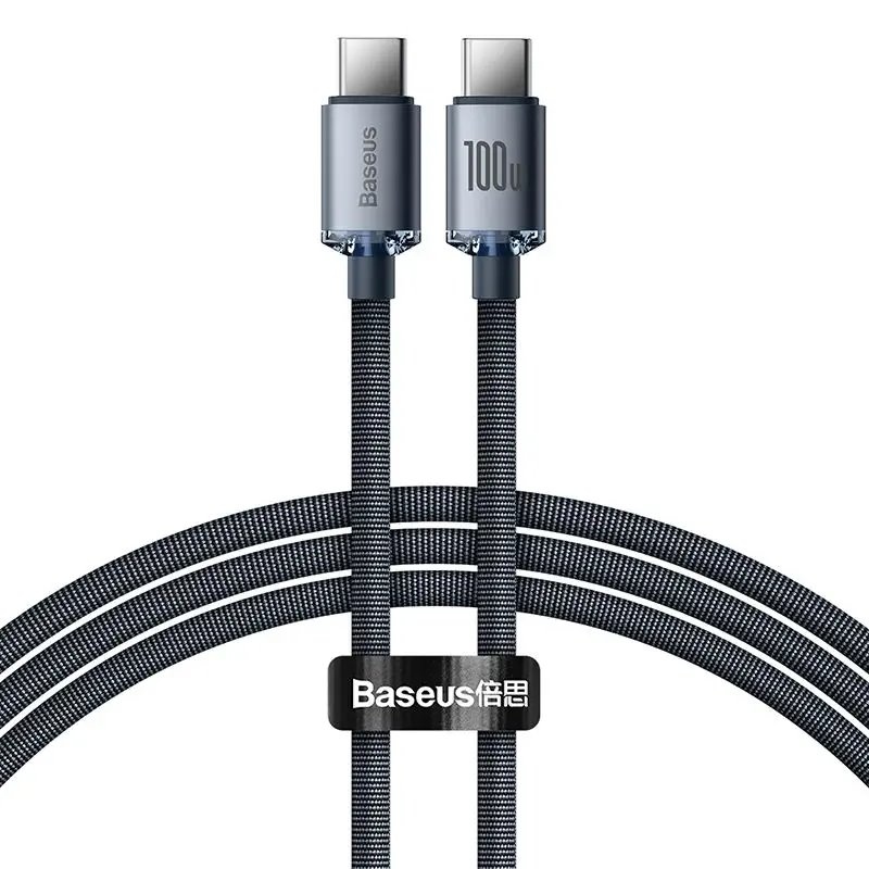 Baseus CAJY000601 Crystal Shine sorozatú adatkábel USB-C - USB-C 100W 1.2m Fekete