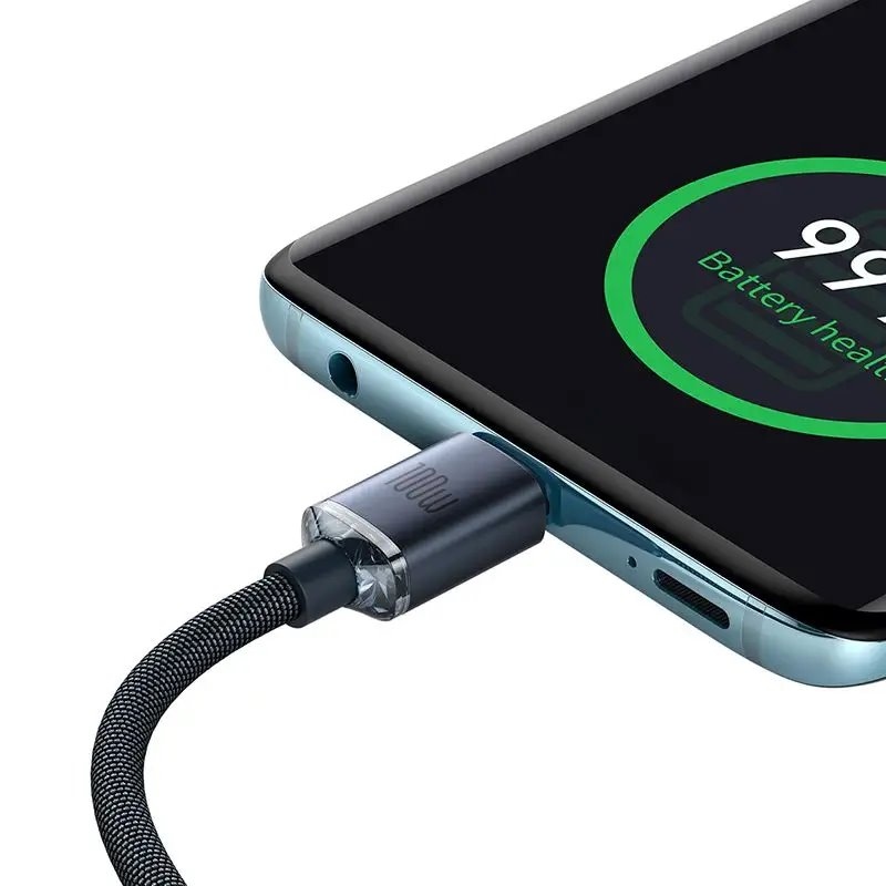 Baseus CAJY000601 Crystal Shine sorozatú adatkábel USB-C - USB-C 100W 1.2m Fekete