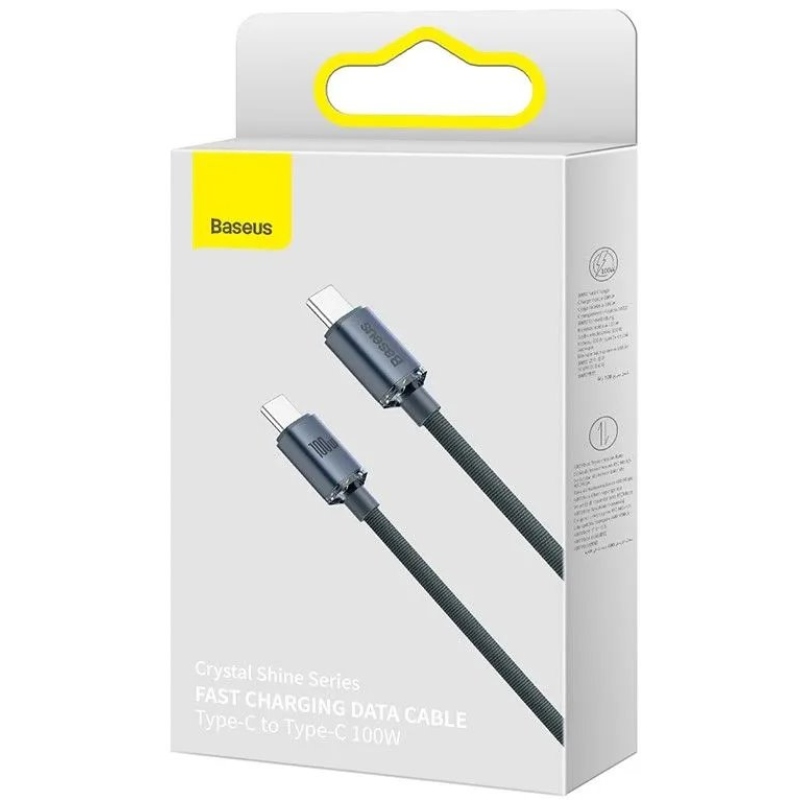 Baseus CAJY000601 Crystal Shine sorozatú adatkábel USB-C - USB-C 100W 1.2m Fekete