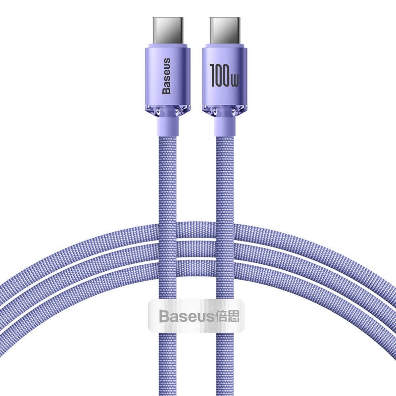 Baseus CAJY000605 Crystal Shine sorozatú adatkábel USB-C - USB-C 100W 1.2m lila