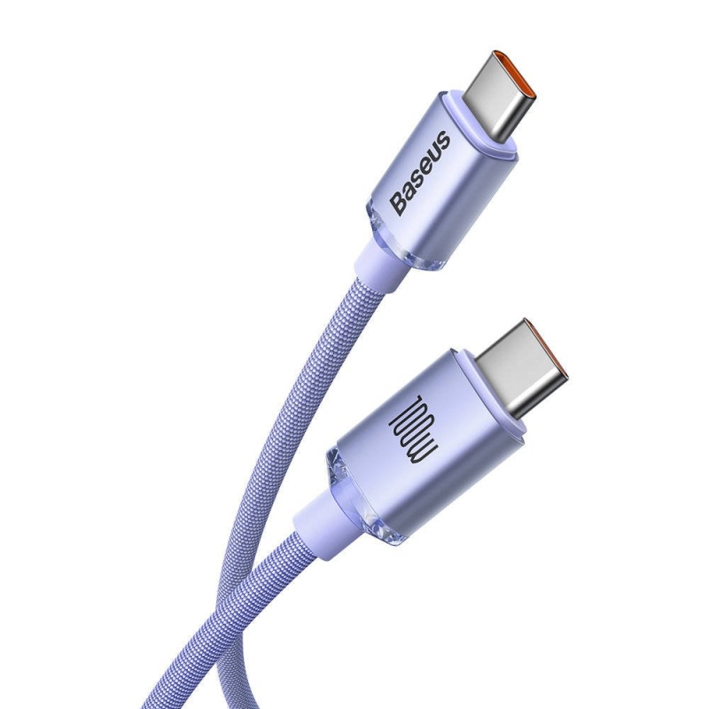 Baseus CAJY000605 Crystal Shine sorozatú adatkábel USB-C - USB-C 100W 1.2m lila