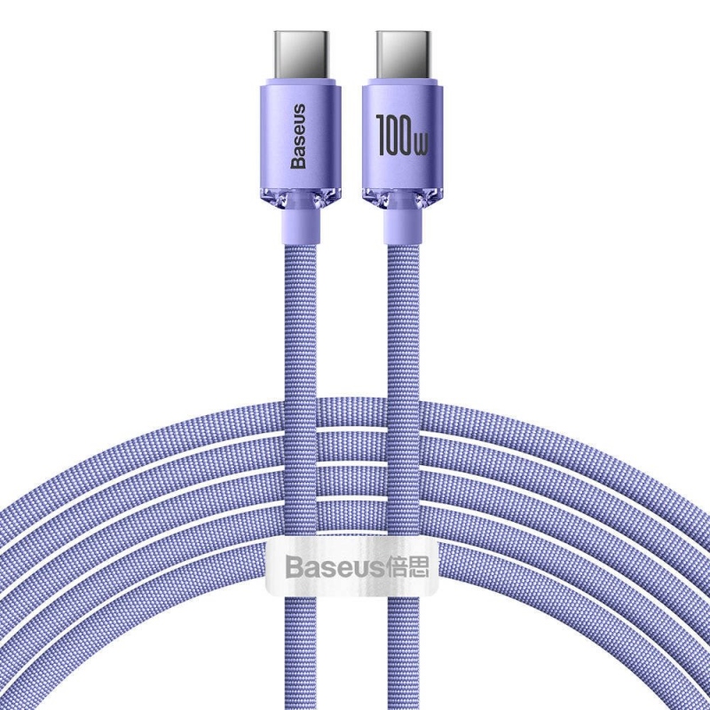 Baseus CAJY000705 Crystal Shine sorozatú adatkábel USB-C - USB-C 100W 2m Lila