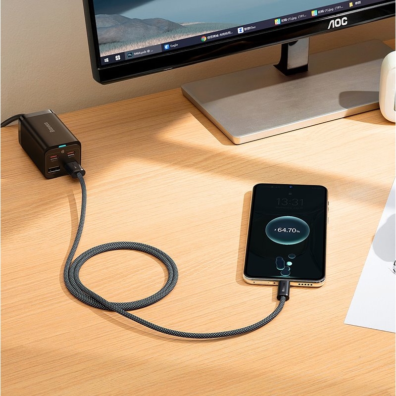 Baseus CALD000616 Dynamic sorozatú gyors töltő adatátviteli kábel USB - USB-C 100W 1m szürke
