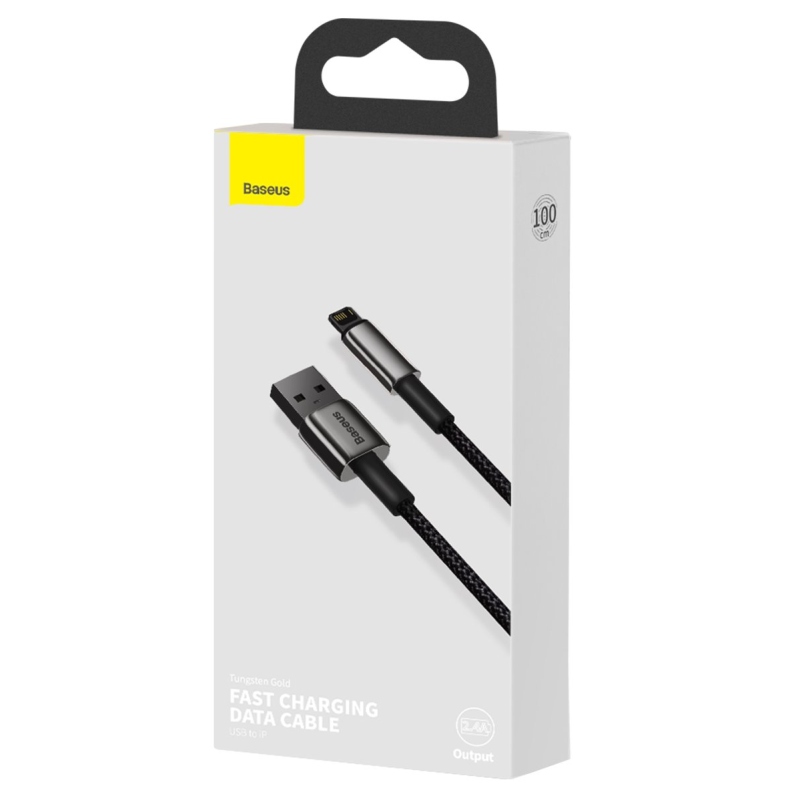 Baseus CALWJ-01 Tungsten Gold kábel Lightning 2.4A 1m fekete