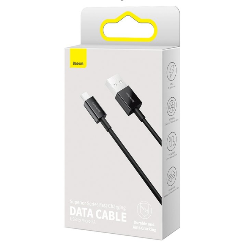 Baseus CAMYS-A01 Superior gyors töltő adatkábel MicroUSB 2A 2m fekete