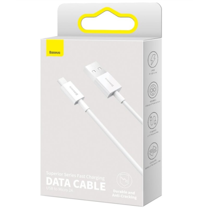 Baseus CAMYS-A02 Superior gyors töltő adatkábel MicroUSB 2A 2m fehér