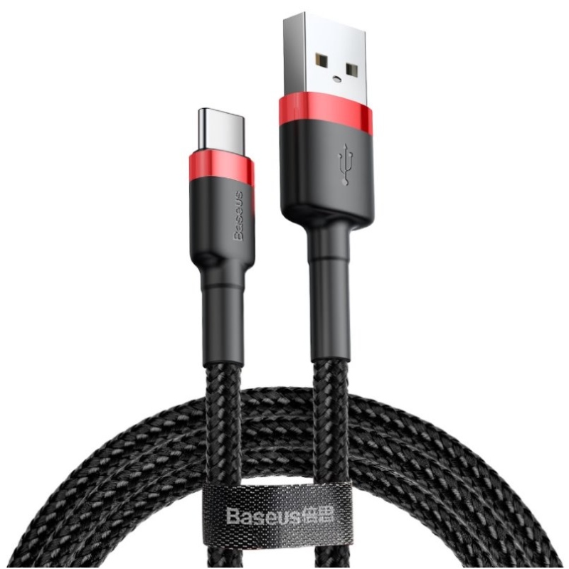 Baseus CATKLF-B91 Cafule kábel USB-C 3A 1m piros/fekete