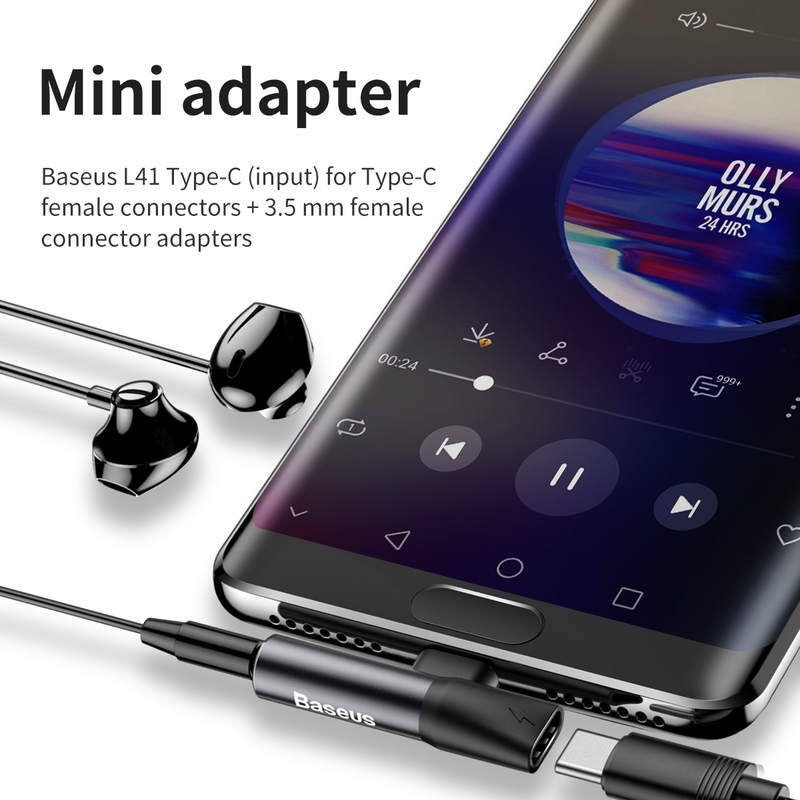Baseus CATL41-01 USB-C/3,5 mm-es csatlakozó Fekete