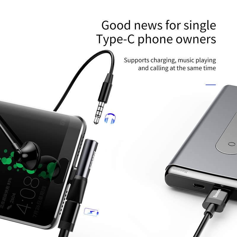 Baseus CATL41-01 USB-C/3,5 mm-es csatlakozó Fekete