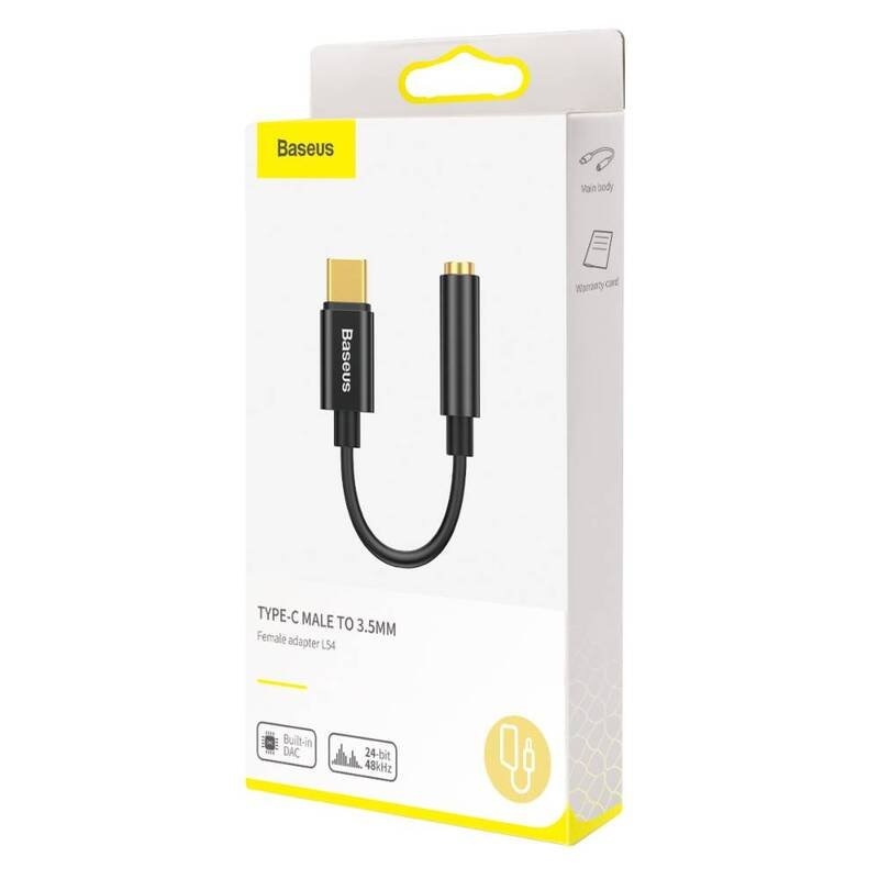 Baseus CATL54-01 USB-C és 3,5 mm-es audio csatlakozó L54 (női) Fekete
