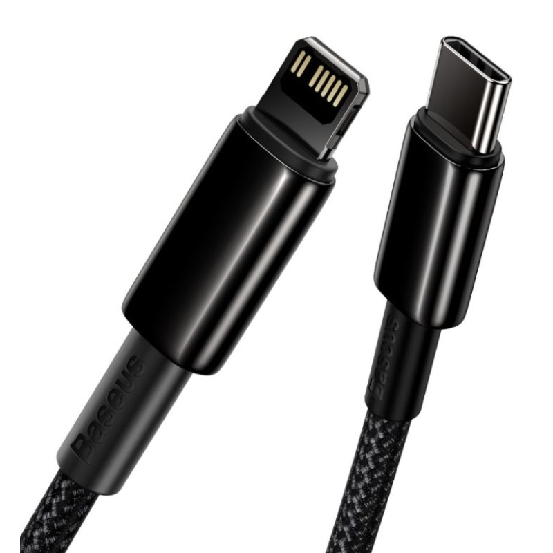 Baseus CATLWJ-01 Tungsten Gold gyors töltőkábel USB-C Lightning 20W 1m fekete