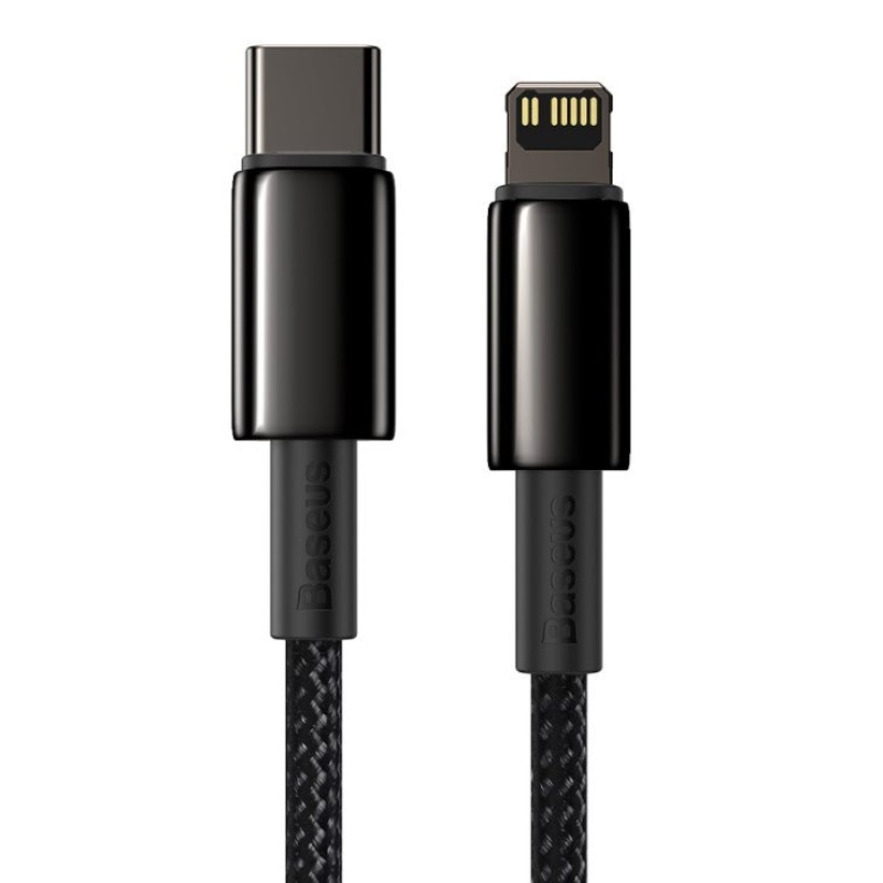 Baseus CATLWJ-A01 Tungsten Gold gyors töltőkábel USB-C Lightning 20W 2m fekete