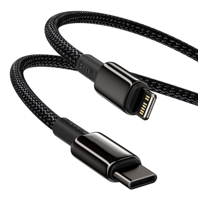 Baseus CATLWJ-A01 Tungsten Gold gyors töltőkábel USB-C Lightning 20W 2m fekete
