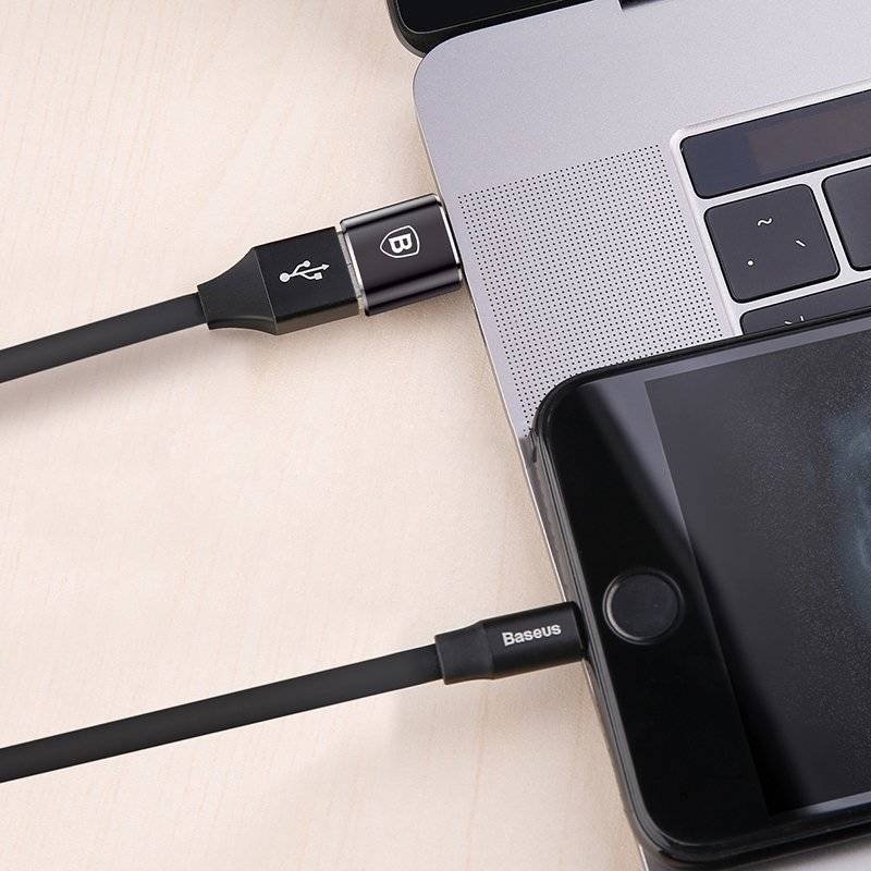 Baseus CATOTG-01 USB-A USB-C adapterre Fekete