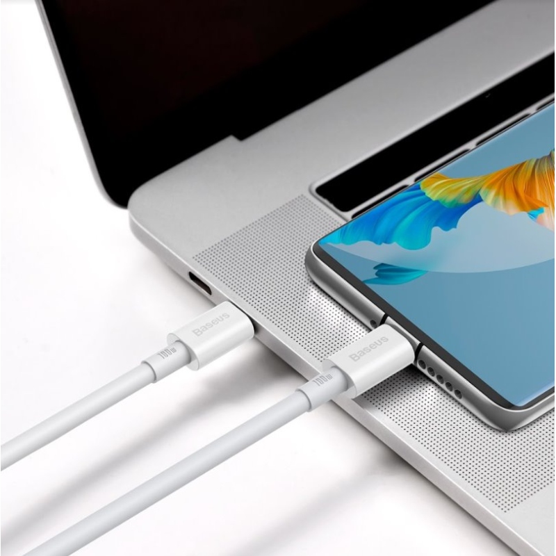Baseus CATYS-C02 Superior Gyors töltő adatkábel USB-C - USB-C 100W 2m Fehér
