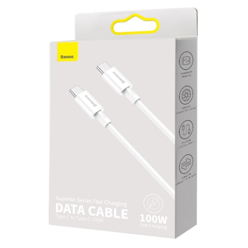Baseus CATYS-C02 Superior Gyors töltő adatkábel USB-C - USB-C 100W 2m Fehér