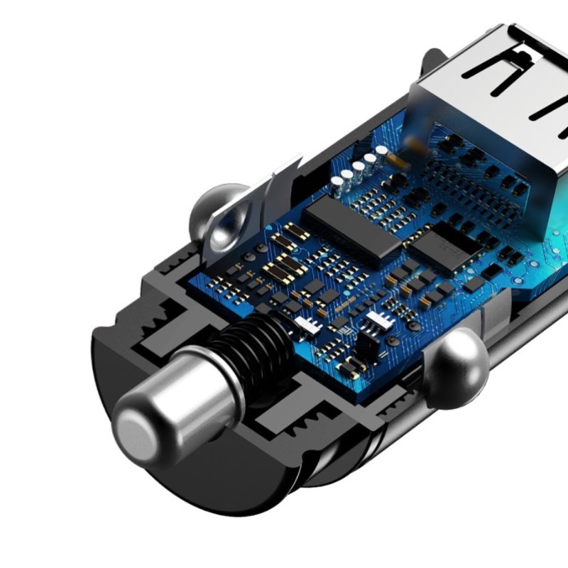 Baseus CCALL-DS01 négyzet alakú autós töltő 2xUSB QC3.0 30W Fekete
